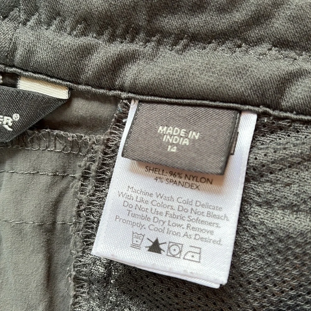 Eddie Bauer sz 14 nylon grey crop hiking, camping, outdoor pants